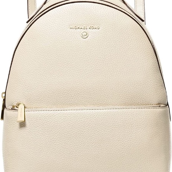 Michael Kors Valerie Medium Light Cream Pebbled Leather Backpack - Picture 10 of 12